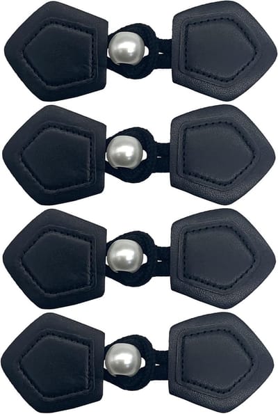 Button Closure voor Notebook Jacks - 4 Paar Leren Knopen voor Jassen en Rugzakken (Zwart) - Duurzaam, Stijlvol en Functioneel