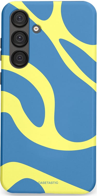 Casetastic hoesje geschikt voor Samsung Galaxy S25 Plus - Dubbellaagse bescherming - Blauwe Gele Zee Stranden - Fashion Case - Lavendel Goud Lichtblauw