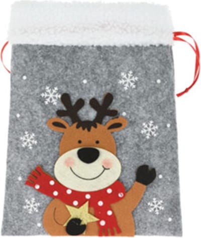 Home & Styling Kerst Zakje in vilt - Set van 3 stuks - 27x21x3cm - Rendier