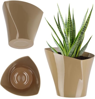 KADAX Bloempot, plantenpot, moderne vorm, bloempot, plantenpot van kunststof, decoratie, plantenbak voor binnen, bloemen, planten, balkon, bloempot, plantenbak (19 cm, beige)