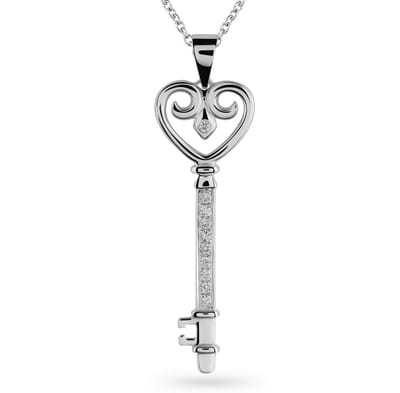 Orphelia HD-4180 - Hanger Sleutel - 18 Karaat Witgoud / Diamant 0.10 ct