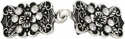 Fako Bijoux® - Vestsluiting Classic - Clip Met Haakje - Vestclip - Vestklem - Rechthoek Bloem Strass - Zilverkleurig