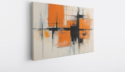Saammp Canvas Schilderij - Oranje zwart dynamiek - Abstract - 30x20 - Foto op canvas - Wanddecoratie - Muurdecoratie Woonkamer - Slaapkamer decoratie - Canvas Print