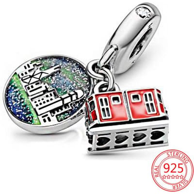 Nouveau Charm Pendentif Maison Familiale Chaleureuse en Argent Sterling S925 Compatible Bracelets et Colliers Fashion Moment DIY Bijoux Cadeaux pour Femmes gray