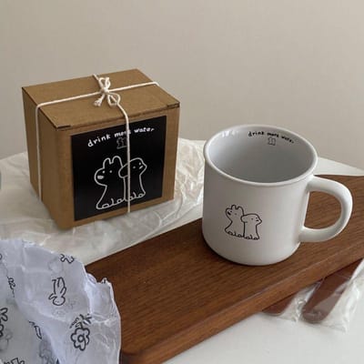 Tasse à eau Motif Chien Tasse pour Petit Ami Mug Personnalisé avec Couvercle Tasse à eau pour Couple Tasse pour Maison Dortoir 350ML