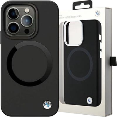BMW BMHMP14SSILBK2 Case for iPhone 14 - Black Signature Liquid Silicone MagSafe
