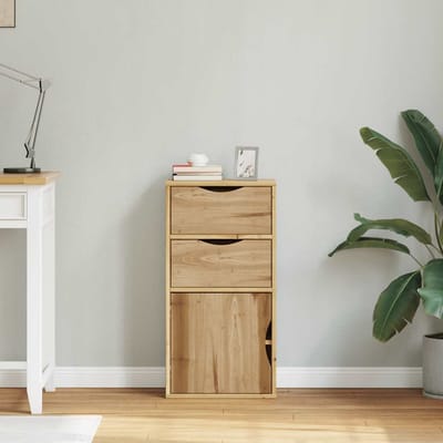 vidaXL - Bijzetkast - met - lades - ODDA - 40x24x79 - cm - massief - grenenhout