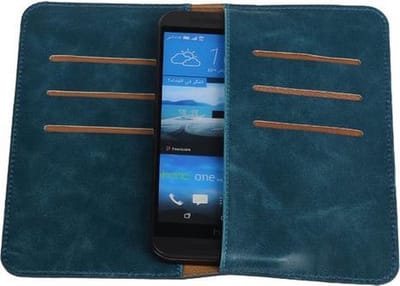 Blauw Pull-up Medium Pu portemonnee wallet voor HTC