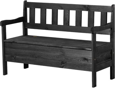 KADAX Tuinbank, 120 x 47 x 81,5 cm, bank van een vezelplaat, zitbank met opbergruimte en rugleuning, weerbestendige houten bank voor tuin, balkon, 120 cm, antraciet