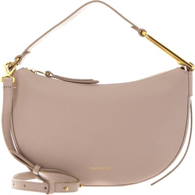 COCCINELLE Leren Schoudertas Priscilla Handbag Grained Leather Powder Pink Beige