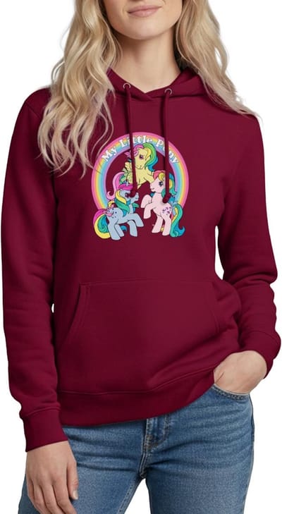 My Little Pony Retro Kleurige Ponys Met Regenboog Hoodie Dames
