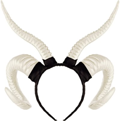KIMU® Haarband Hoorns Gewei Wit - Kunststof Diadeem Engel Godin - Steenbok Ram Horoscoop Schaap Buffel Antilope - Carnaval Halloween Festival