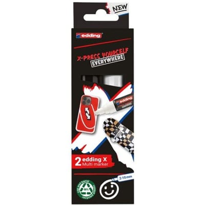 edding 6900 X multimarker - set van 2 zwart + wit - voor alle ondergronden geschikt - beitelpunt 2-10 mm - vegan inkt - gemaakt van gerecycled plastic - lokaal geproduceerd in Duitsland