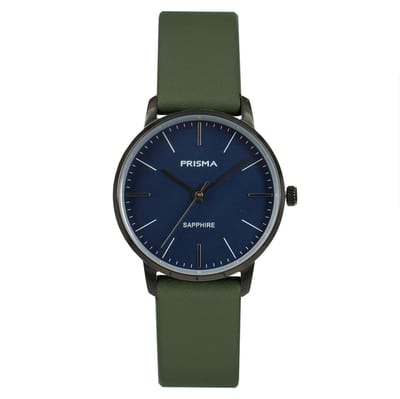 Prisma Horloge P.2093.861E blauw/zwart - leder groen 5 ATM