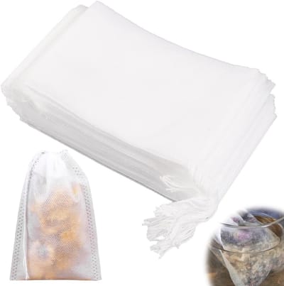 200 Stuks Lege Theezakjes met Touwtje, 15x10cm Wegwerptheezakjes voor Kruiden, Fruitthee en Specerijen