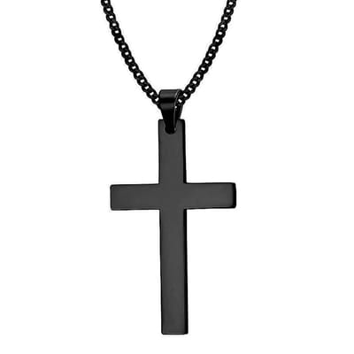 Sorprese Kruis Ketting Heren - Nero - 60 cm - Zwart - 3 x 2 cm Hanger - Stoer & Stijlvol - Model V