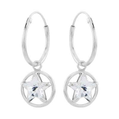WeLoveSilver - zilveren oorringen met hanger - 925 sterling zilver - ster