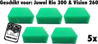 Aqua-Loui® - Nitraat Filterspons - 5 Stuks - Geschikt voor Juwel Bioflow 6.0 - Large L - Rio 300 & Vision 260 - 12,5 × 12,5 × 5 cm
