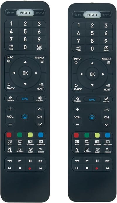 Vervangende Afstandsbediening - TV Box Controller - Media Bedienen - Directe Werking - Pack van 2 - Zwart