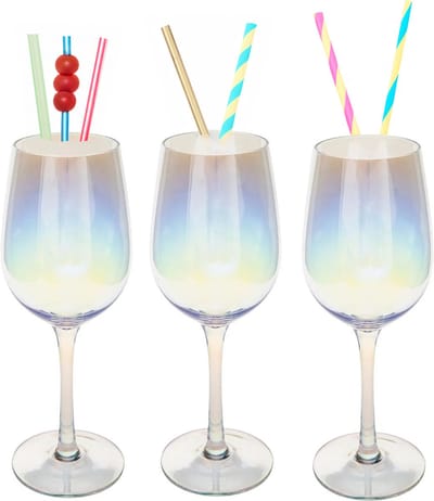 Secret de Gourmet Wijnglazen - 6x - 380 ml - Parelmoer - Fantasy glas - Rode en witte wijnglazen