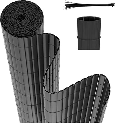 Balkonscherm PVC Tuinscherm Hekwerk voor Buiten Balkonbekleding van PVC Weerbestendig UV-Bescherming Balkon Terras Windscherm voor Balkon Tuin Zonnescherm Balkonscherm PVC Tuinscherm Hekwerk voor Terras met Tie-wraps Grijs 80 x 400cm
