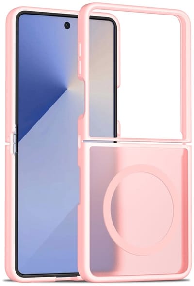 Lunso Geschikt voor Samsung Galaxy Z Flip 7 slank backcover hoesje met magnetisch ondersteuning - Roze