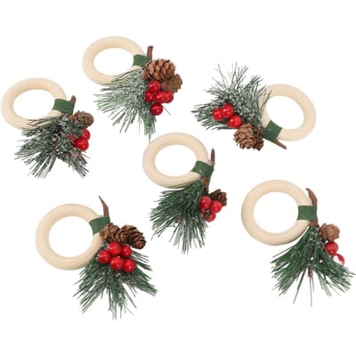 6 stuks Pijnappel Servetring Kerst Tafeldecoratie Pijnappels Kerst Servethouder voor Kerst Bruiloft beige