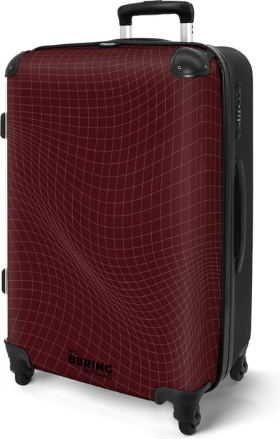 NoBoringSuitcases.com® - Koffer groot - Rolkoffer lichtgewicht - Rood met abstracte golvende lijnen - Reiskoffer met 4 wielen - Grote trolley XL - 20 kg bagage - Ruimbagage voor reizen - Hardcase valies met TSA slot