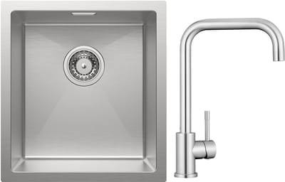CECIPA max Spoelbak Keuken - Spoelbak Met Keukenkraan - Spoelbakken Keuken 40x44cm - Enkele spoelbak - roestvrij staal Spoelbak - Spoelbakken met afdruip - RVS