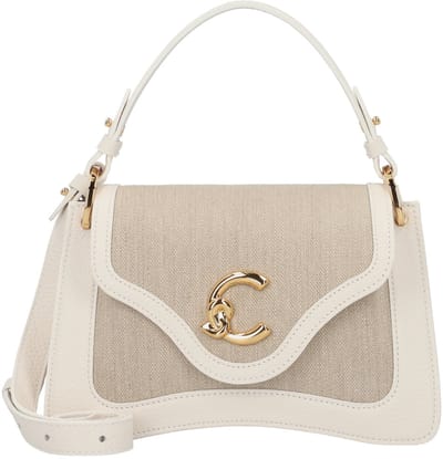 COCCINELLE Schoudertas Handtas C-Me Canvas Handbag Natural / Blanco Beige