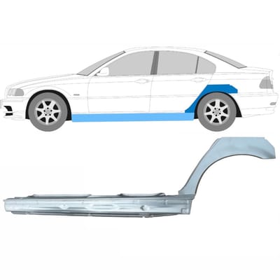 Volledige dorpel + reparatiepaneel achter spatbord voor BMW 3 E46 1998-2006