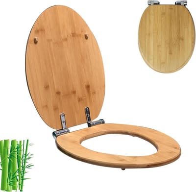 Houten Toiletbril - Zachte Sluiting - Badkamer Upgrade - Antislip Stabiliteit - 42 x 36 cm - Houtkleur