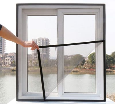 Glasvezel-raamhor-netgordijn-zelfklevend raamhor-met rand-zelfklevend-geschikt voor meerdere ramen-gemakkelijk schoon te maken-lichtgewicht-goede ventilatie-goede stevigheid (zwart - 110x120cm)