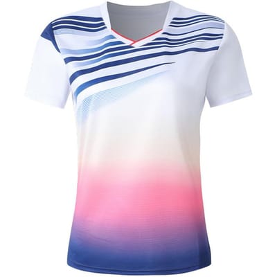 Badmintonkleding Outfit Heren en Dames Nieuw Topje met Korte Mouwen Bedrukt Tennis Tafeltennis Sportkleding Sneldrogend Hoge Kwaliteit Praktisch Dagelijks Gebruik 3XL white