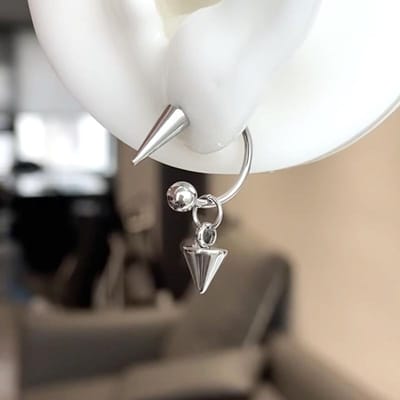 2 stuks Titanium Staal Kegel Hanger Hoefijzer Ring Oorbellen, Trendy Hip-Hop Oorbellen Voor Mannen En Vrouwen, Niche Ontwerp En Explosieve Oorbellen 1.0*12mm  2pcs zilver