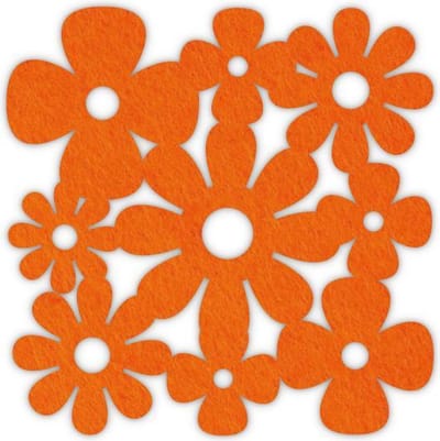 Klaver madelief vilt onderzetters - Oranje - 6 stuks - 10 x 10 cm - Tafeldecoratie - Glas onderzetter - Cadeau - Woondecoratie - Woonkamer - Tafelbescherming - Onderzetters Voor Glazen - Keukenbenodigdheden - Woonaccessoires - Tafelaccessoires