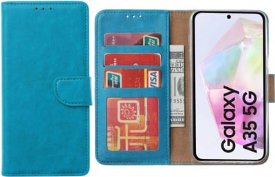 Hoesje geschikt voor Samsung Galaxy A35 5G hoesje - Arara bookcase- Blauw