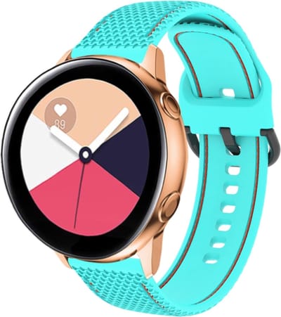 Siliconen bandje - geschikt voor Samsung Galaxy Watch 7 / Watch FE / Watch 6 / Watch 6 Classic / Watch 5 / Watch 5 Pro / Watch 4 / Watch 4 Classic / Watch 3 41 mm / Active / Active 2 / Watch 42 mm - mint / rood