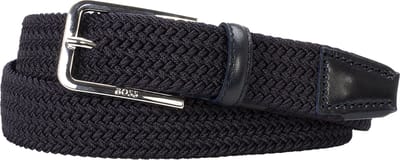 BOSS leren heren riem - navy blauw