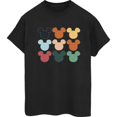 Disney Dames/Dames Mickey Mouse Hoofden Vierkant Katoenen Vriendje T-shirt (Zwart)