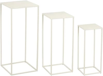 Mica Decorations Quinty Bijzettafel - Set van 3 - L30 x B30 x H70 cm - Metaal - Gebroken wit