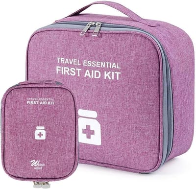Draagbare Medicijntas Set van 2, Grote en Kleine Reisapotheek Tas voor Thuis, Kantoor en Vakantie (Paars, Lila)