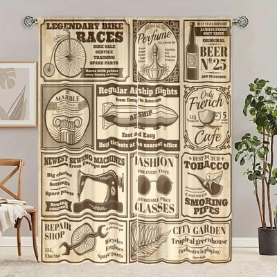 2 stuks - Aanpasbare patroonmaat - Bedrukte gordijn - Polyester materiaal - Slaapkamer, woonkamerraam, studeerkamer 30inchx65inchx2Pcs