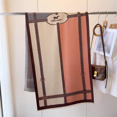 Luxe Color-Blocking Dubbelzijdig High-End Warme Sjaal Sjaal Veelzijdig Kwast Imitatie Kasjmier Dames Winter Sjaal One Size brown