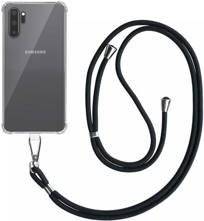 Smartphonica Telefoonhoesje Geschikt voor Samsung Galaxy Note 10 Transparant Schokbestendig met Afneembaar Universeel Telefoonkoord - Backcover Case Siliconen ShockProof with Lanyard geschikt voor Samsung Galaxy Note 10