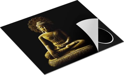 Chefcare Inductie Beschermer Gouden Boeddha Beeld in Meditatie - 60x50 cm - Afdekplaat Inductie - Kookplaat Beschermer - Inductie Mat