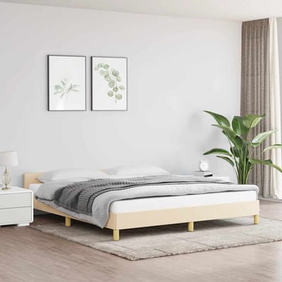vidaXL - Bedframe - zonder - matras - stof - crèmekleurig - 160x200 - cm