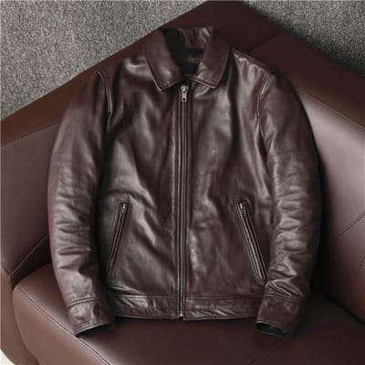 Nappa leren jas voor heren, zakelijk casual leren jas voor mannen van middelbare leeftijd met revers L