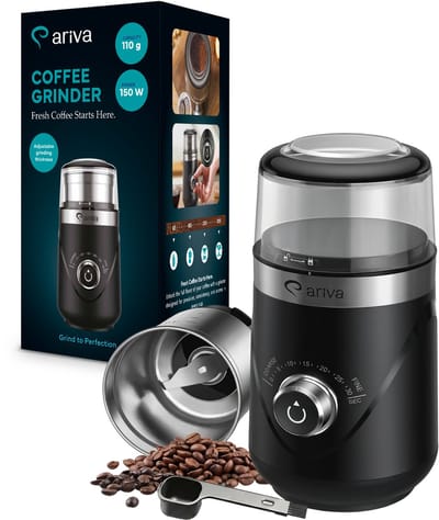 ARIVA-Elektrische koffiemolen-Voor koffiebonen, noten, kruiden en zaden-Instelbare maalgraad-Stil-Met timer en roestvrijstalen messen