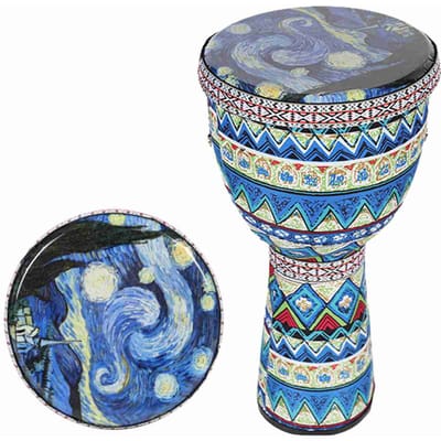 Afrikaanse Handtrommel 8 Inch Draagbare Djembe Trommel Percussie-instrument met Kleurrijke Kunstpatronen voor Kinderen Licht Type 3